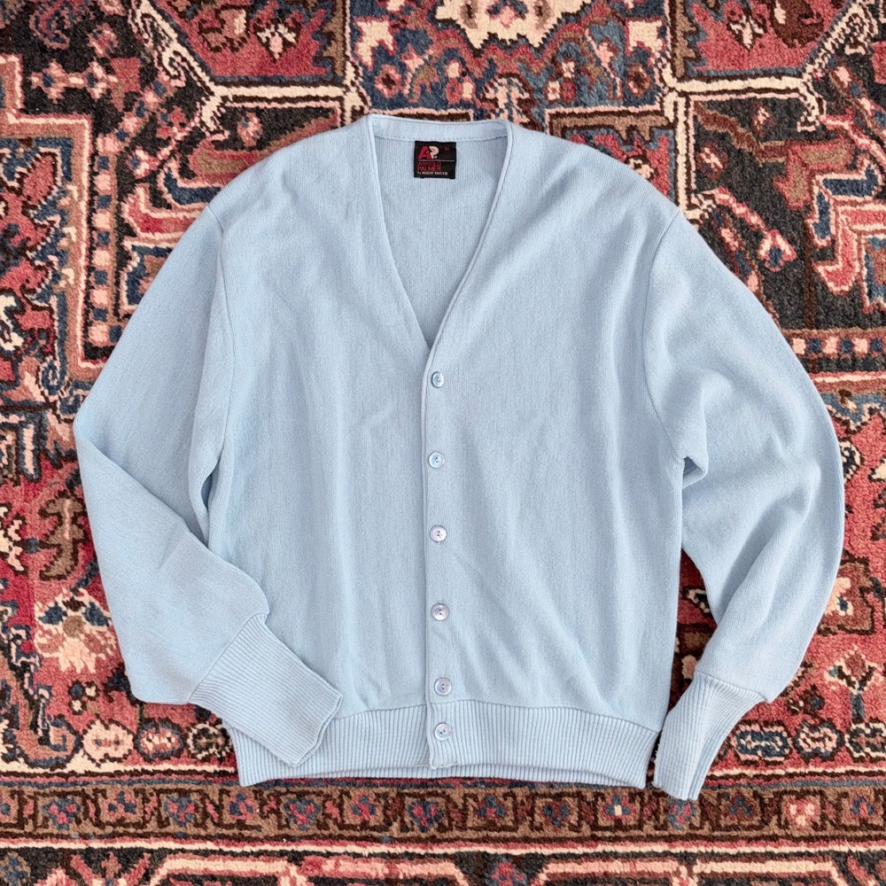 VTG Arnold Palmer Robert‎ Bruce Cardigan Sweater Blue Orlon Acrylic USA Mens M